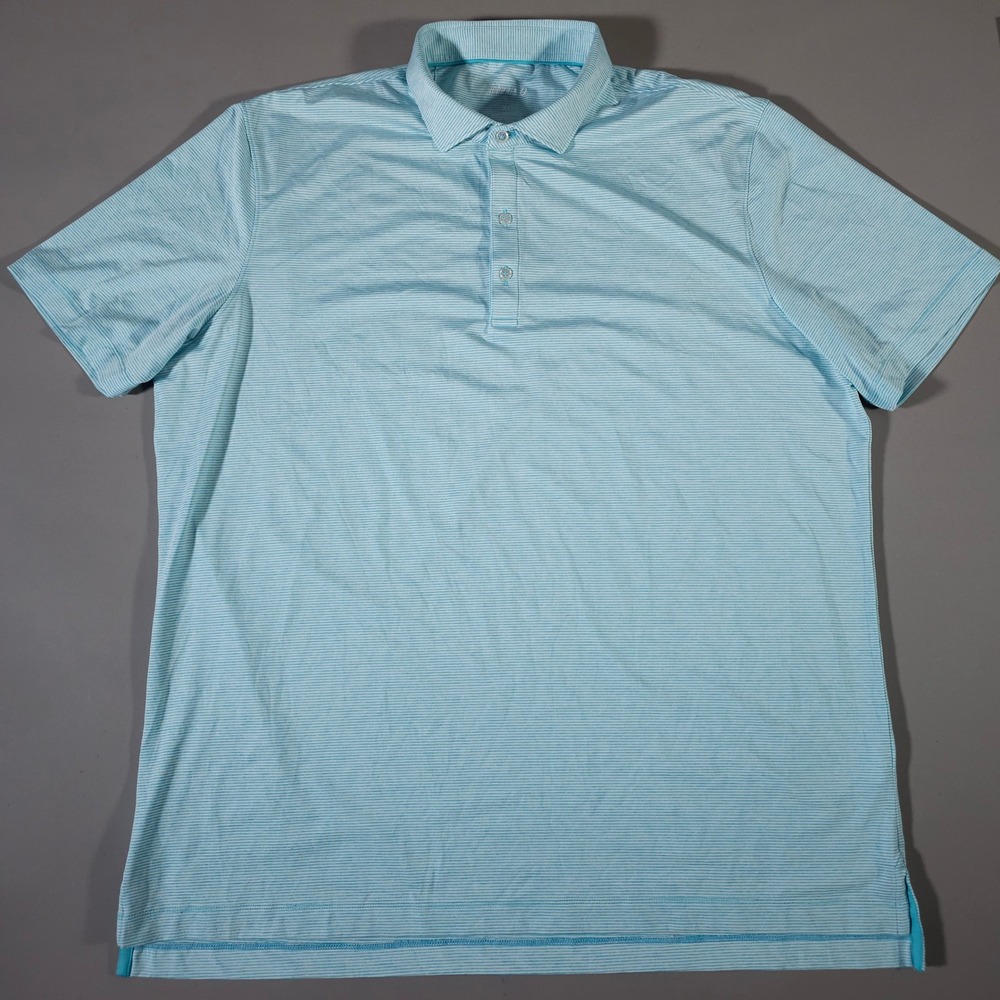 johnnie-O Polo Shirt Mens XL Blue Lyndon Striped Short Sleeve JMPO2010 Caicos